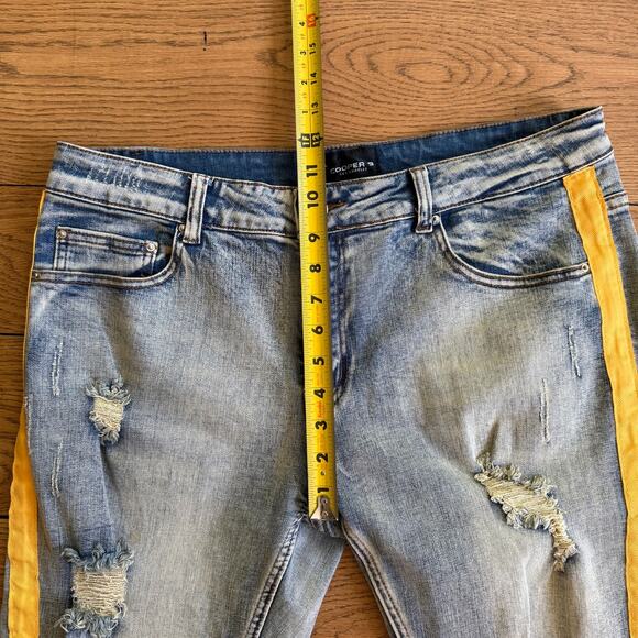 Cooper 9 Men SZ 36 Skinny Distressed Flames Purple Yellow Rocker Streetwear - Picture 6 of 11